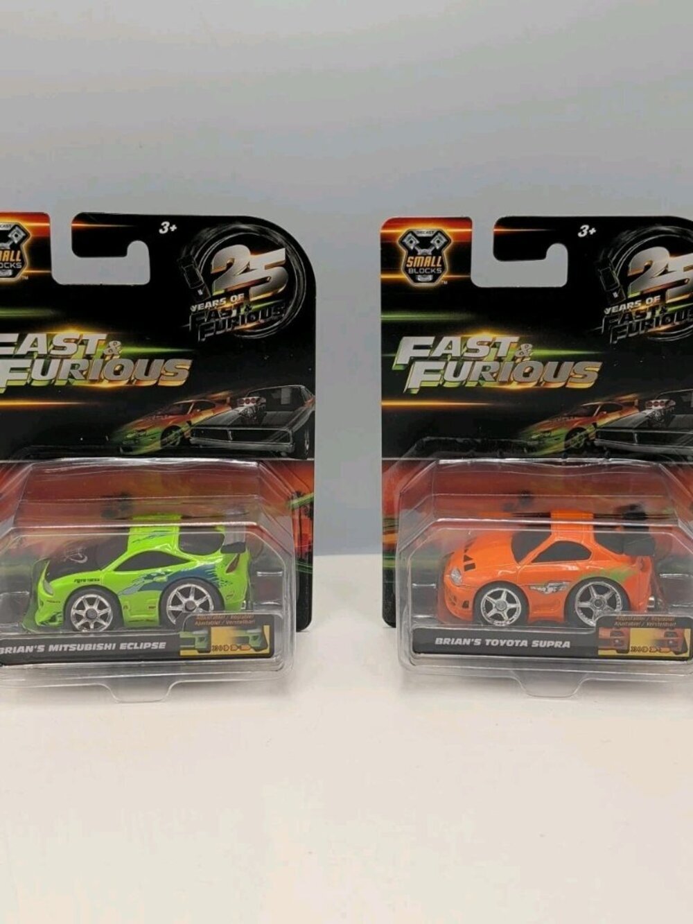 Jada Fast & Furious 25 Years Small Blocks 1/43 Brians Mitsubishi Eclipse & Supra